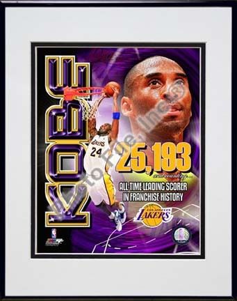 Kobe Bryant Los Angeles Lakers All-Time Leading Scorer Portrait Plus Double Matted 8” x 10” Photograph in Black Anod