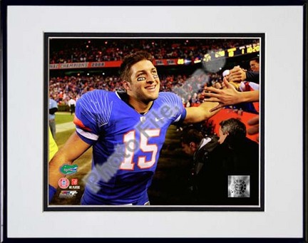 Tim Tebow Florida Gators 2009 Action "Celebrate" Double Matted 8” x 10” Photograph in Black Anodized Alumi