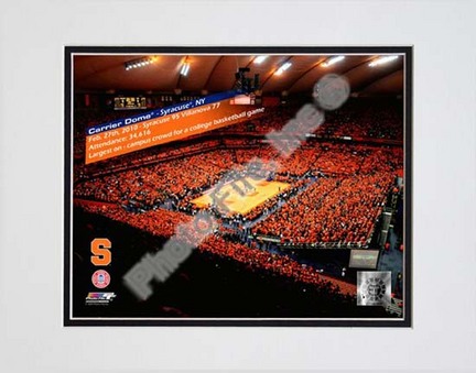 The Carrier Dome Record Breaking Crowd Syracuse Orange (Orangemen) vs. Villanova with Overlay Double Matted 8â€ x 10â€