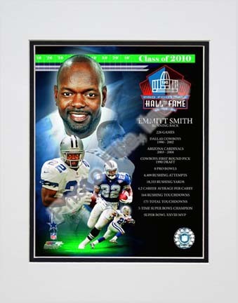 Emmitt Smith Class Of 2010 HOF Composite Double Matted 8” x 10” Photograph (Unframed)