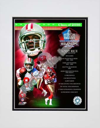 Jerry Rice Class Of 2010 HOF Composite Double Matted 8” x 10” Photograph (Unframed)