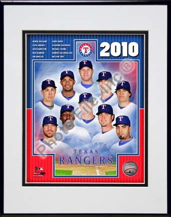 Texas Rangers 2010 "Team Composite" Double Matted 8” x 10” Photograph in Black Anodized Aluminum Frame