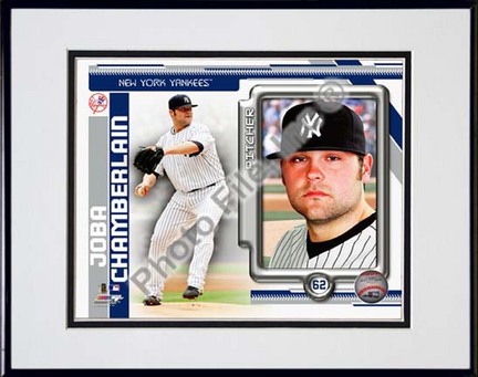 Joba Chamberlain 2010 Studio Plus Double Matted 8” x 10” Photograph in Black Anodized Aluminum Frame