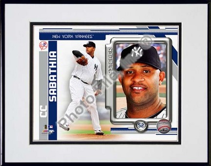 C.C. Sabathia 2010 Studio Plus Double Matted 8” x 10” Photograph in Black Anodized Aluminum Frame