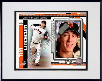 Tim Lincecum 2010 Studio Plus Double Matted 8” x 10” Photograph in Black Anodized Aluminum Frame