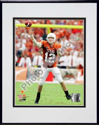 Colt McCoy Texas Longhorns 2007 Action Double Matted 8” x 10” Photograph in Black Anodized Aluminum Frame