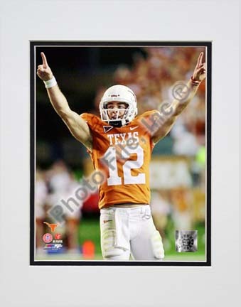 Colt McCoy Texas Longhorns 2008 Action "Burnt Orange Jersey" Double Matted 8” x 10” Photograph (Unframed)