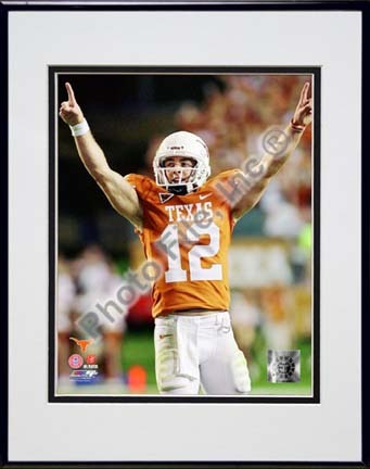 Colt McCoy Texas Longhorns 2008 Action "Burnt Orange Jersey" Double Matted 8” x 10” Photograph in Black An