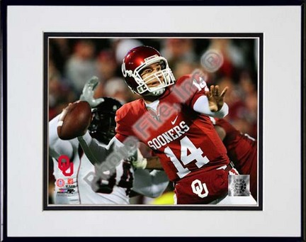 Sam Bradford Oklahoma Sooners 2008 Action Double Matted 8â€ x 10â€ Photograph in Black Anodized Aluminum Frame