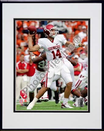 Sam Bradford Oklahoma Sooners 2007 Action Double Matted 8” x 10” Photograph in Black Anodized Aluminum Frame
