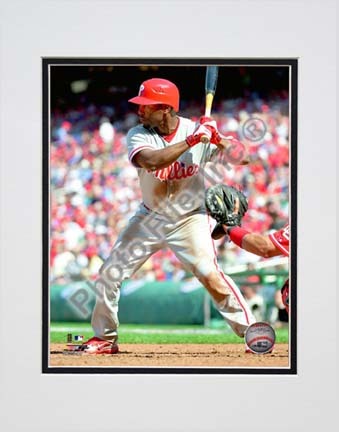Jimmy Rollins 2010 Action "Stance" Double Matted 8” x 10” Photograph (Unframed)