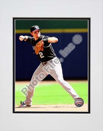Troy Tulowitzki 2010 Action "Field" Double Matted 8” x 10” Photograph (Unframed)