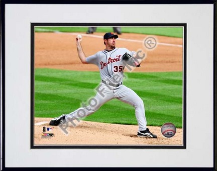 Justin Verlander 2010 Action "Pitch Side View" Double Matted 8” x 10” Photograph in Black Anodized Aluminu