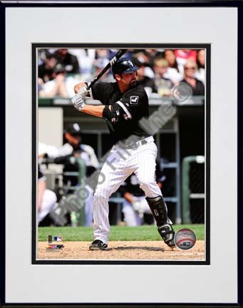 Paul Konerko 2010 Batting Action Double Matted 8” x 10” Photograph in Black Anodized Aluminum Frame