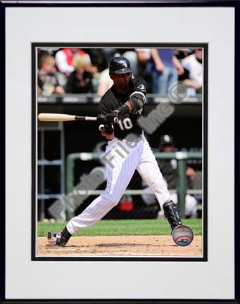 Alexei Ramirez 2010 Batting Action Double Matted 8” x 10” Photograph in Black Anodized Aluminum Frame