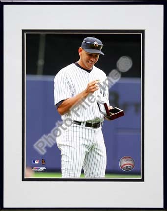 Alex Rodriguez 2010 Yankees World Series Ring Ceremony Double Matted 8” x 10” Photograph in Black Anodized Aluminum 
