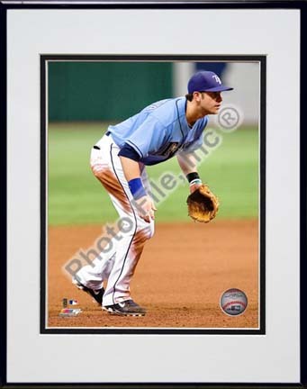 Evan Longoria 2010 Action "Field" Double Matted 8” x 10” Photograph in Black Anodized Aluminum Frame