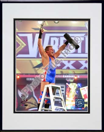 Jack Swagger Wrestlemania 26 Action Double Matted 8” x 10” Photograph in Black Anodized Aluminum Frame