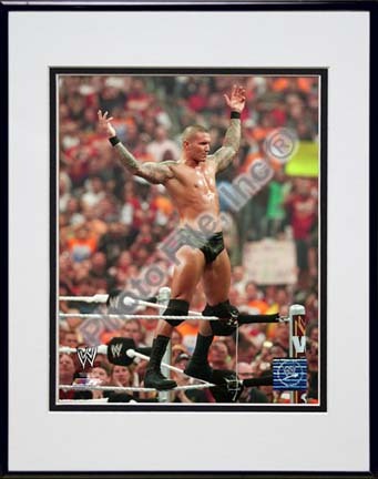 Randy Orton Wrestlemania 26 Action Double Matted 8” x 10” Photograph in Black Anodized Aluminum Frame
