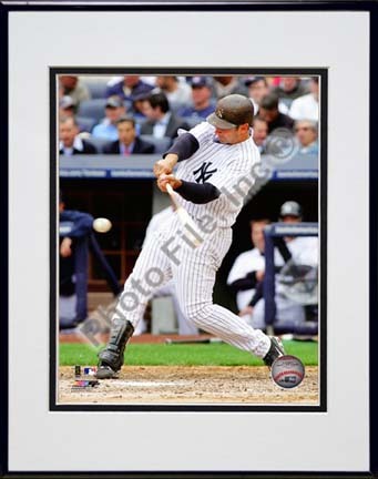 Jorge Posada 2010 Action "Swing" Double Matted 8” x 10” Photograph in Black Anodized Aluminum Frame