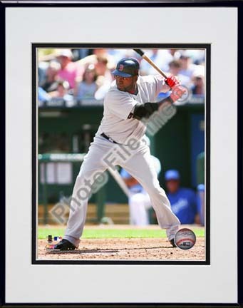 David Ortiz 2010 Action "Away Jersey" Double Matted 8” x 10” Photograph in Black Anodized Aluminum Frame