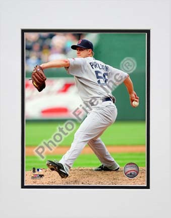 Jonathan Papelbon 2010 Action  "Pitch Front View" Double Matted 8” x 10” Photograph (Unframed)