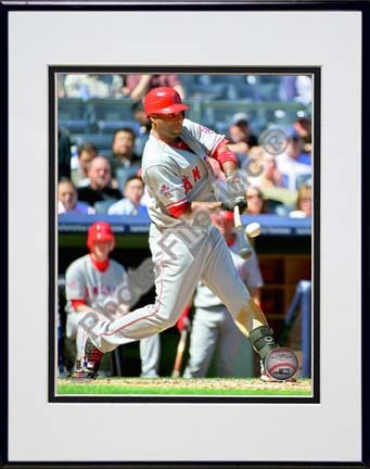 Torii Hunter 2010 Batting Action Double Matted 8” x 10” Photograph in Black Anodized Aluminum Frame