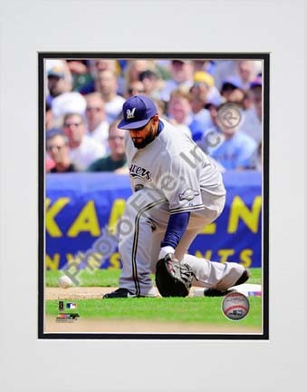 Prince Fielder 2010 Action "Pick" Double Matted 8” x 10” Photograph (Unframed)