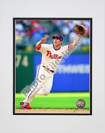 Chase Utley 2010 Action "Field" Double Matted 8” x 10” Photograph (Unframed)