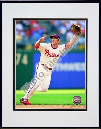 Chase Utley 2010 Action "Field" Double Matted 8” x 10” Photograph in Black Anodized Aluminum Frame