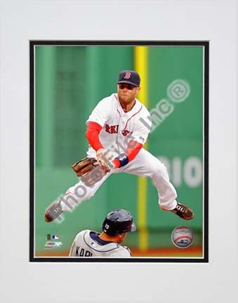Dustin Pedroia 2010 Action "Double Play" Double Matted 8” x 10” Photograph (Unframed)