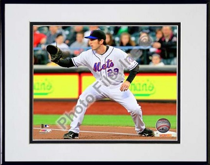 Ike Davis 2010 Action "Catch" Double Matted 8” x 10” Photograph in Black Anodized Aluminum Frame