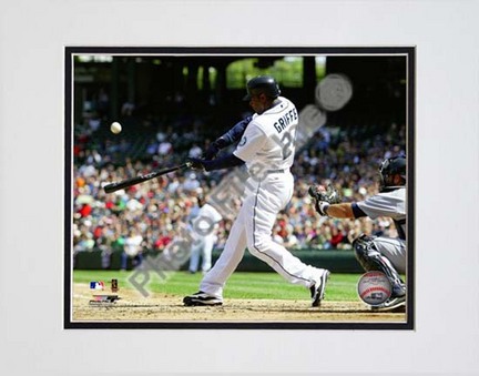 Ken Griffey Jr. 2010 Action "Connect" Double Matted 8” x 10” Photograph (Unframed)