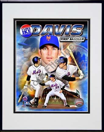 Ike Davis 2010 Portrait Plus Double Matted 8â€ x 10â€ Photograph in Black Anodized Aluminum Frame
