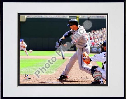 Grady Sizemore 2010 Action "Connect" Double Matted 8” x 10” Photograph in Black Anodized Aluminum Frame