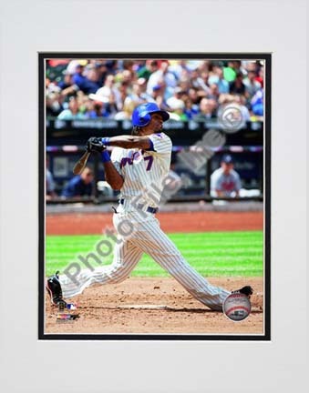 Jose Reyes 2010 Batting Action Double Matted 8” x 10” Photograph (Unframed)