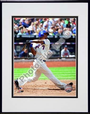 Jose Reyes 2010 Batting Action Double Matted 8” x 10” Photograph in Black Anodized Aluminum Frame