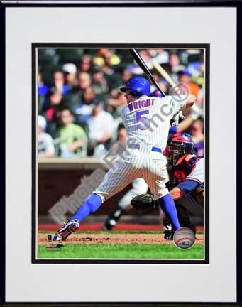 David Wright 2010 Action "Back View Stance" Double Matted 8â€ x 10â€ Photograph in Black Anodized Aluminum F