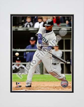 Ken Griffey Jr. 2010 Batting Action Double Matted 8” x 10” Photograph (Unframed)