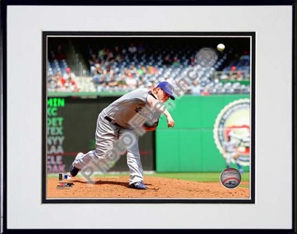 Chad Billingsley 2010 Pitching Action Double Matted 8â€ x 10â€ Photograph in Black Anodized Aluminum Frame