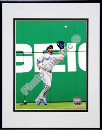 Matt Kemp 2010 Action "Catch" Double Matted 8” x 10” Photograph in Black Anodized Aluminum Frame