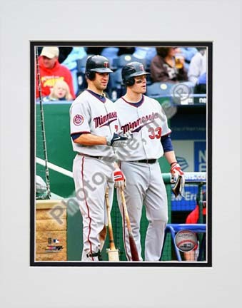 Joe Mauer & Justin Morneau 2010 Action "On Deck" Double Matted 8” x 10” Photograph (Unframed)