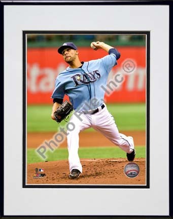 David Price 2010 Pitching Action Double Matted 8” x 10” Photograph in Black Anodized Aluminum Frame