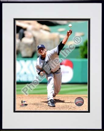 Andy Pettitte 2010 Pitching Action "On the Mound" Double Matted 8” x 10” Photograph in Black Anodized Alum