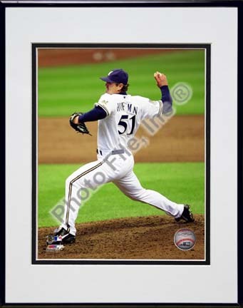 Trevor Hoffman 2010 Pitching Action "Pitch Back View" Double Matted 8” x 10” Photograph in Black Anodized 