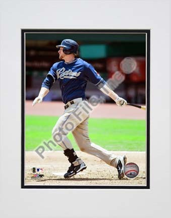 Chase Headley 2010 Action "Follow Through" Double Matted 8” x 10” Photograph (Unframed)