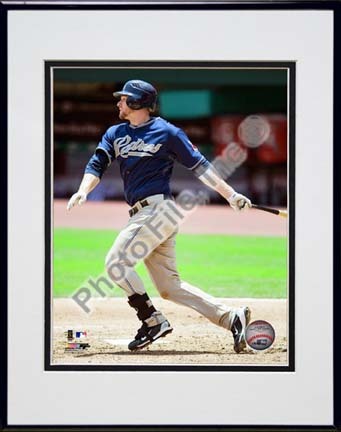 Chase Headley 2010 Action "Follow Through" Double Matted 8â€ x 10â€ Photograph in Black Anodized Aluminum Fr