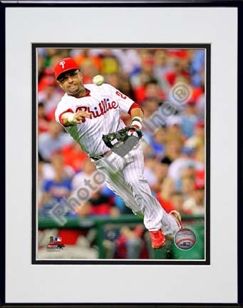 Placido Polanco 2010 Action "Throw" Double Matted 8” x 10” Photograph in Black Anodized Aluminum Frame