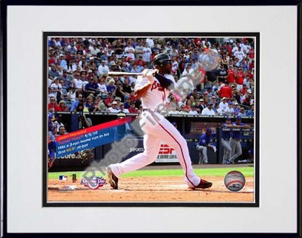 Jason Heyward 1st MLB Home Run with Overlay Double Matted 8” x 10” Photograph in Black Anodized Aluminum Frame