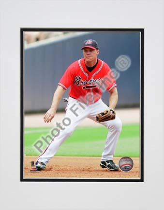 Chipper Jones 2010 Action "Red Jersey" Double Matted 8” x 10” Photograph (Unframed)